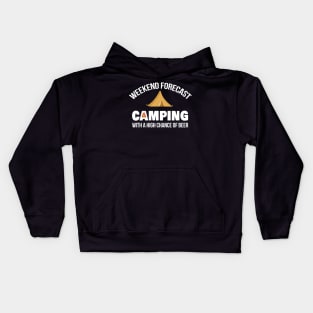 Funny Weekend Camping Beer Drinking Shirt Kids Hoodie